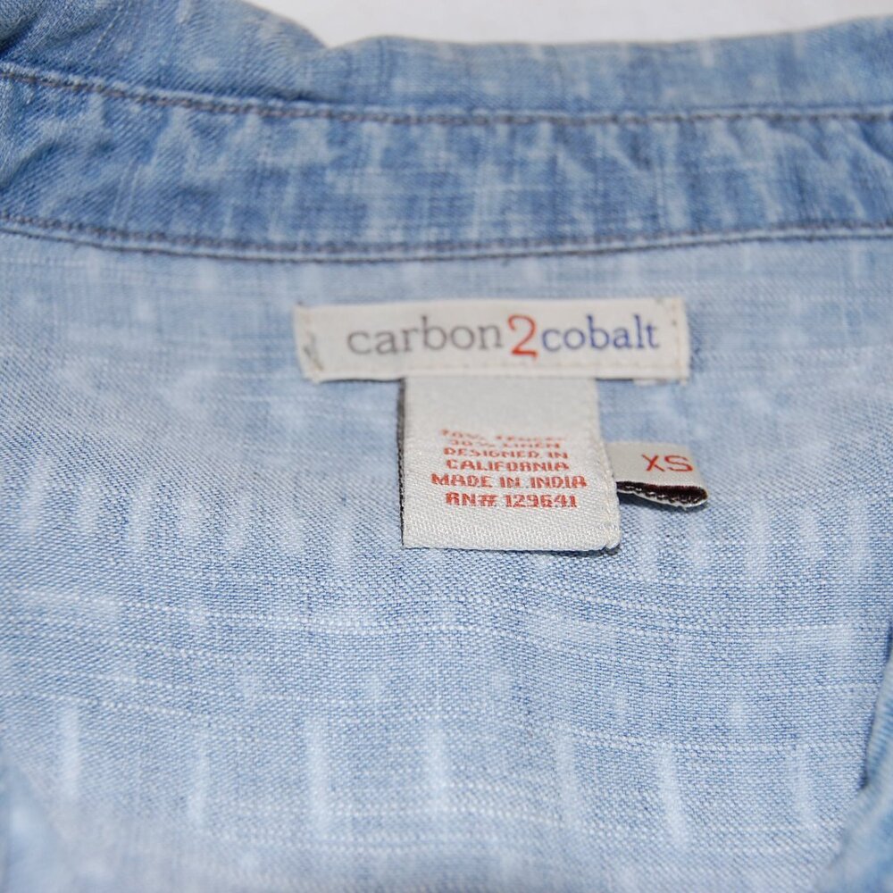 Carbon 2 Cobalt Patterned Split-Back Chambray Shi… - image 5